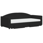 vidaXL Lit de jour avec gigogne et tiroirs noir 90x190 cm tissu