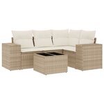 vidaXL Salon de jardin avec coussins 5 Pièces beige résine tressée