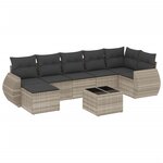 vidaXL Salon de jardin 8 Pièces avec coussins gris clair résine tressée