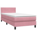 vidaXL Sommier à lattes de lit avec matelas et LED rose 90x220 cm velours