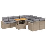 vidaXL Salon de jardin avec coussins 10 Pièces beige résine tressée