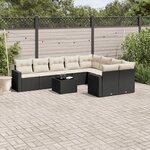 vidaXL Salon de jardin 10 Pièces avec coussins noir résine tressée