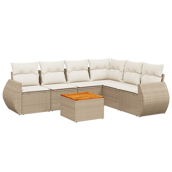 vidaXL Salon de jardin avec coussins 7 Pièces beige résine tressée