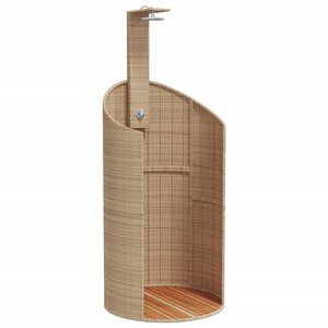 vidaXL Douche d'extérieur beige 100x100x241 5cm poly rotin bois acacia