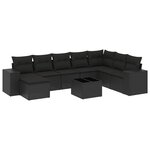 vidaXL Salon de jardin 9 Pièces avec coussins noir résine tressée