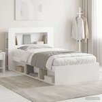 vidaXL Cadre de lit avec rangement Blanc 75 x 190 cm Bois d'ingénierie