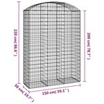 vidaXL Panier de gabions arqué 150x50x200/220 cm Fer galvanisé