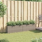 vidaXL Jardinières avec 2 pots 2 Pièces gris 90x20x40 cm résine tressée