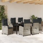 vidaXL Ensemble de salle à manger de jardin 7 pièces avec coussins gris clair rattan poly