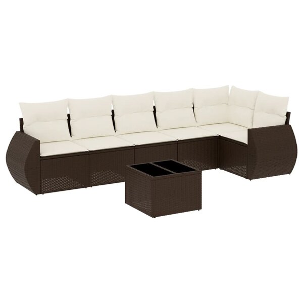 vidaXL Salon de jardin avec coussins 7 Pièces marron résine tressée