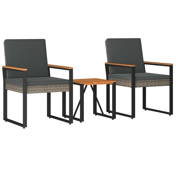 vidaXL Ensemble de meubles d'extérieur 3 pc Gris et Gris foncé