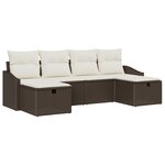 vidaXL Set de canapé de jardin 6 pièces avec coussins marron poly rattan