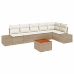vidaXL Ensemble de canapé de jardin 7 Pièces Beige Poly rotin