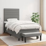 vidaXL Sommier à lattes de lit et matelas Gris foncé 90x190 cm Tissu