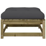 vidaXL Repose-pieds de jardin avec coussins lot de 2 bois pin imprégné