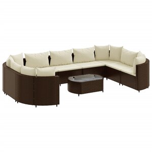 vidaXL Salon de jardin 10 Pièces avec coussins marron résine tressée