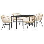 vidaXL Ensemble de salle à manger de jardin de 5 pièces avec coussins marron en rattan poly