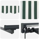 vidaXL Auvent rétractable manuel Vert et blanc 4 × 3 5 m