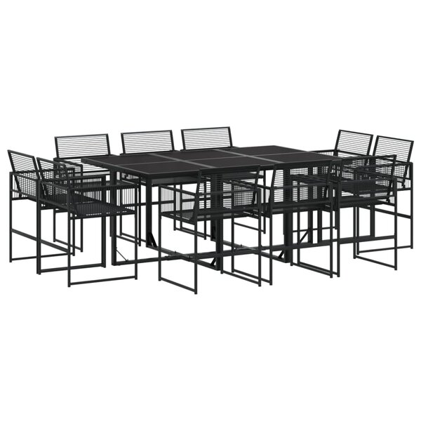 vidaXL Ensemble à manger de jardin 11 Pièces noir résine tressée