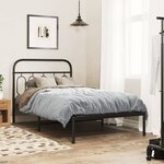 vidaXL Cadre de lit métal sans matelas avec tête de lit noir 100x190cm
