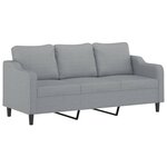vidaXL Canapé à 3 places avec repose-pieds Gris clair 180 cm Tissu