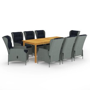 vidaXL Ensemble à manger de jardin 9 Pièces Gris clair