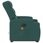 vidaXL Fauteuil inclinable de massage électrique Vert foncé Tissu