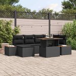 vidaXL Ensemble de canapé de jardin 7 Pièces Noir Poly rotin