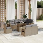 vidaXL Salon de jardin avec coussins 9 Pièces beige résine tressée