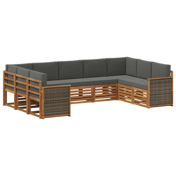 vidaXL Ensemble de canapé d'angle 7 Pièces Naturel et Anthracite