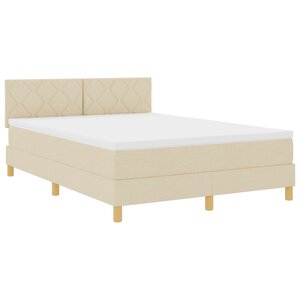 vidaXL Lit avec sommier et matelas design LED crème 160x200 cm en tissu