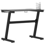 vidaXL Bureau de jeu à LED avec pieds en forme de Z Noir 90x60x75 cm