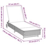 vidaXL Chaise longue avec roues et coussin noir résine tressée