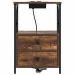 vidaXL Table de nuit avec station de chargement avec tiroir Chêne fumé