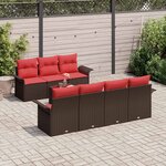 vidaXL Ensemble de canapé de jardin 8 Pièces Marron polyrotin