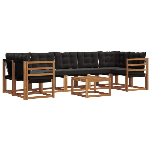 vidaXL Ensemble de canapés d'extérieur 8 pc Naturel et Noir