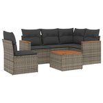 vidaXL Salon de jardin 6 Pièces avec coussins gris résine tressée