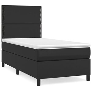 vidaXL Sommier à lattes de lit avec matelas Noir 80x200cm Similicuir
