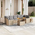 vidaXL Salon de jardin avec coussins 8 Pièces beige résine tressée