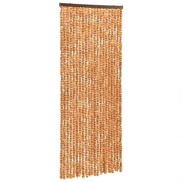 vidaXL Rideau anti-mouches ocre et blanc 100x230 cm chenille