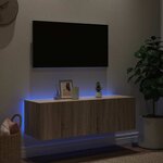 vidaXL Meuble TV mural avec lumières LED chêne sonoma 100x35x31 cm