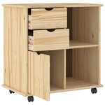 vidaXL Cabinet roulant 63 5 x 39 x 65 5 cm Bois de Pin Massif Marron
