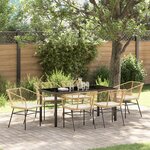 vidaXL Ensemble de 7 pièces de jardin avec coussins Marron Poly Rattan