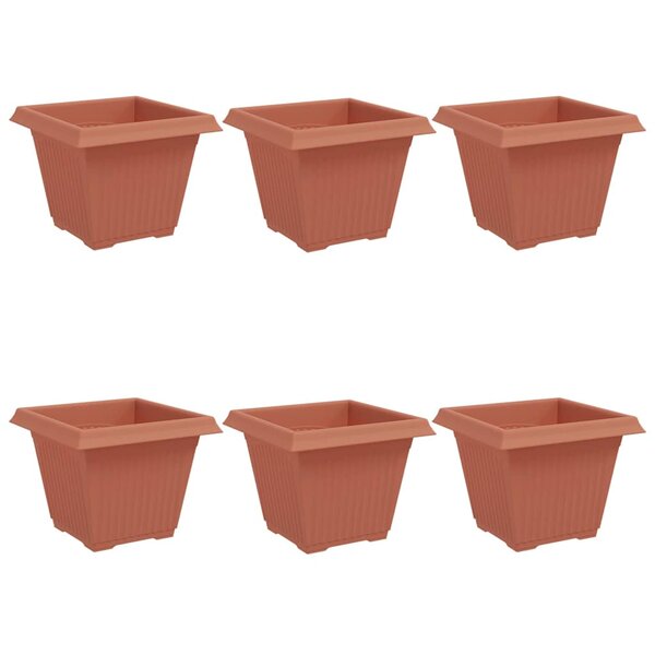 vidaXL Pot de Fleurs Carré 6 pc Rouge brique 38 x 38 x 30 cm Plastique