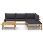 vidaXL Salon de jardin 6 Pièces avec coussins gris foncé bambou