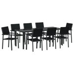 vidaXL Ensemble de salle à manger de jardin 9 pièces Noir Poly Rattan