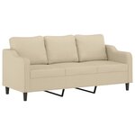 vidaXL Canapé à 3 places Crème 180 cm Tissu