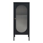 Armoire étagère meuble de rangement vitrée acier verre 102 x 43 x 40 cm noir mat 03_0008928