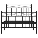 vidaXL Cadre de lit métal sans matelas avec pied de lit noir 100x190cm