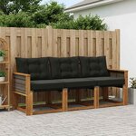 vidaXL Ensemble de canapés d'extérieur 3 pc Naturel et noir
